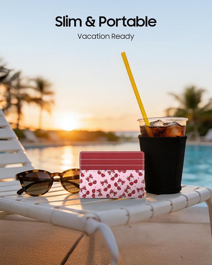 FINTIE Slim Minimalist Front Pocket Wallet RFID Blocking Credit Card Holder | Card Cases with ID Window for Men Women, cherry red - Image 5
