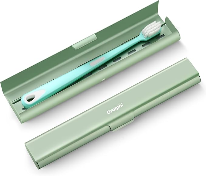 Aluminum Toothbrush Travel Case, Portable Travel Toothbrush Holder, Durable Manual Toothbrush Box Container for Traveling, Bathroom, Camping, Business Trip-Green by Oralphi
