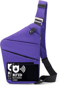 Anti Theft Crossbody Bags for Women Men, Multi-Pocket Shoulder Bag, Slim Sling Purse with 2 RFID Blocking Card (Right Shoulder-Viola) by Ibalulu