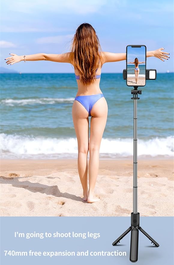 XIHAMA Selfie Stick Tripod with Light,3 in 1 Extendable Selfie Stick with Wireless Remote,Portable Phone Tripod Stand Compatible with iPhone 16 15 14,Samsung Smartphone and More - Image 8