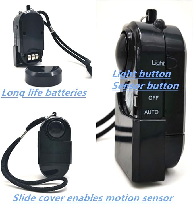 Portable Mini Motion Detector Alarm + 120DB Ear-Piercing Siren + SOS LED Light, Hotel Door Room Security Device for Female Women Kids Life Safety While Travelling Alone 2-Pack - Image 6