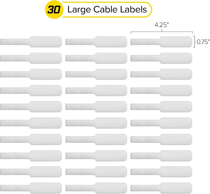 Wrap-It Storage Cable Labels - Large (30-Pack) White | Write On Cord Labels, Wire Labels, Cable Tags and Wire Tags for Cable Management and Organizer for Electronics, Computers - Image 4