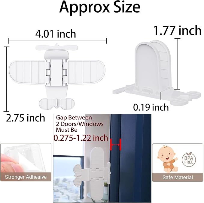 Sliding Door Lock 2-Pack, Child & Pet Safety, No Drill Adhesive | Childproof latch easy install & removes for sliding glass doors, windows, closets, showers & RV. Strong hold. Renter friendly - Image 2