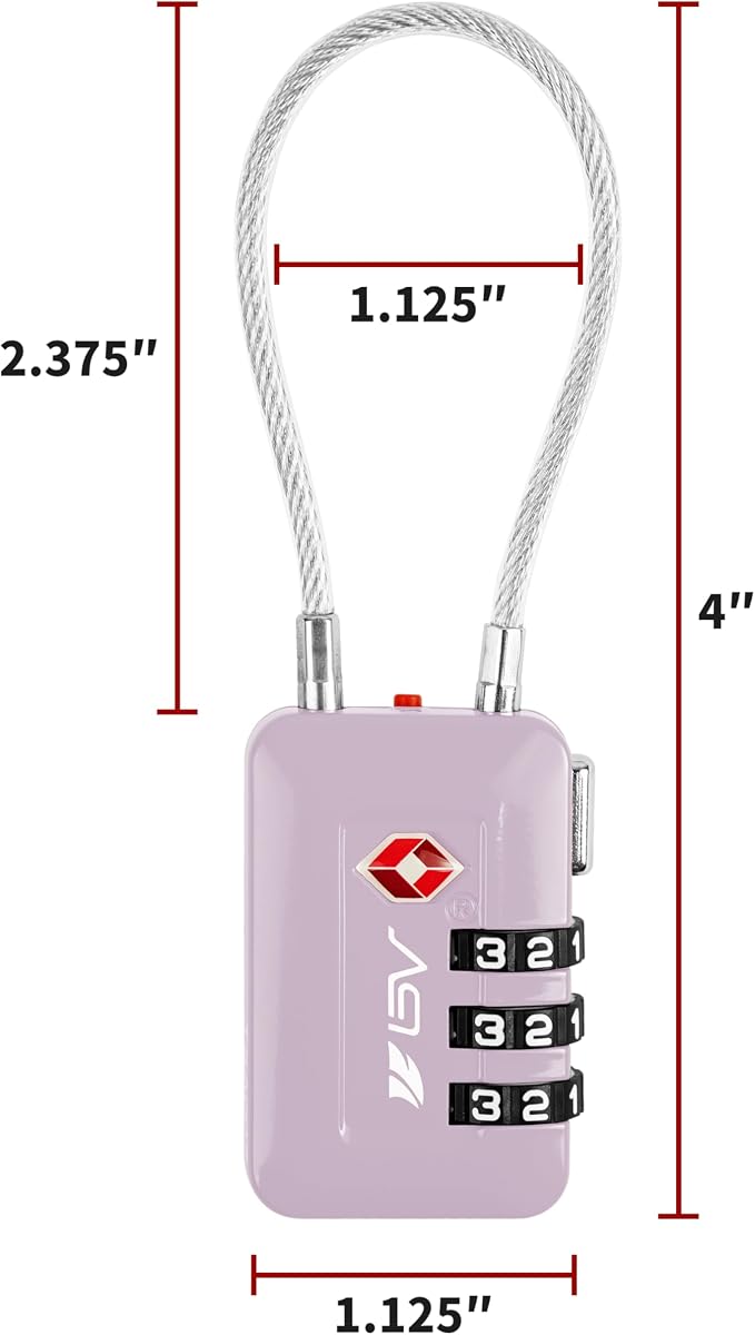 TSA Accepted Luggage Travel Lock, Set-Your-Own Combination Lock for School Gym Locker, Luggage Suitcase Baggage Locks, Filing Cabinets, Toolbox, Case (Purple, 2 Pack) - Image 8
