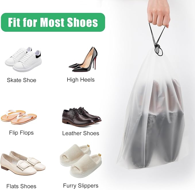 20pcs Transparent Travel Covers Shoe Bags for Packing in Suitcase, Large 15.7x11.8 Inch Clear Shoes Storage Packing Rope Pouch Organizers Drawstring Shoe Dust Bag for Moving House for Men Women - Image 5
