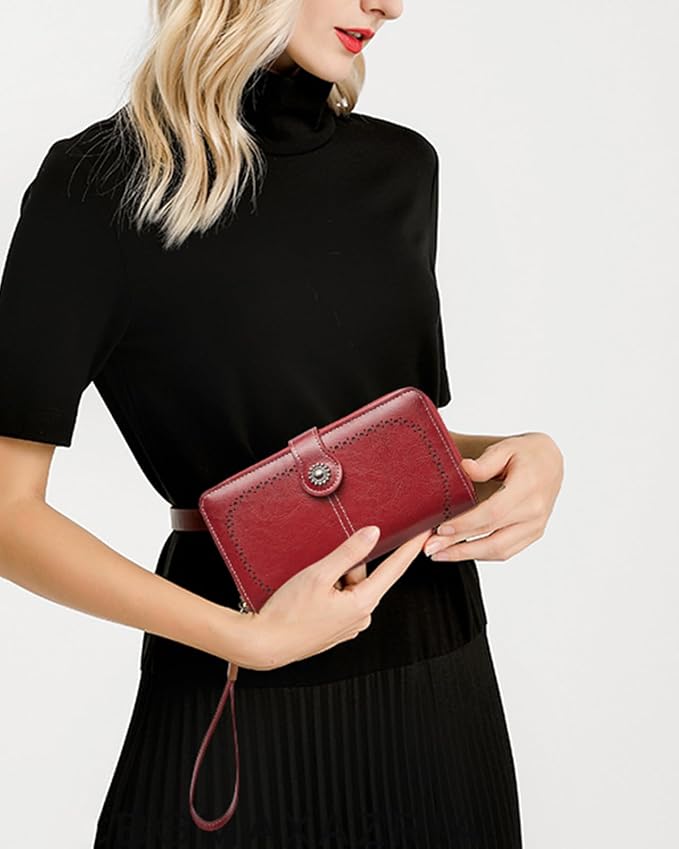 TFKGS Wallet for Women RFID Blocking Leather Large Capacity Card Holder Ladies Phone Clutch Travel Long Purse Wristlet | RFID Blocking - Image 6
