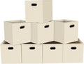 Fabric storage bins Cubes, Fabric Cube Organizer with Handle, Foldable Cube Bins for Cloth or Accessary Storage, 11x11x11, Set of 8, (Creamy White) by Yunkeeper