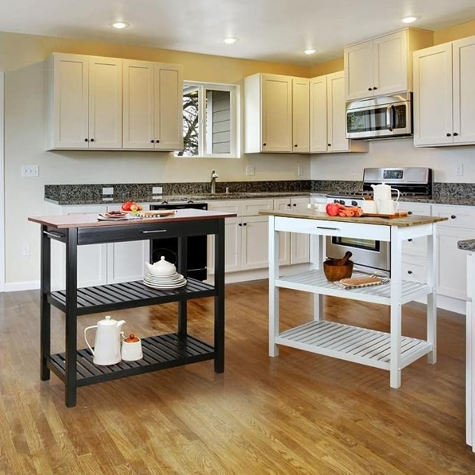 Casual Home Kitchen Island with Solid American Hardwood Top, Slate Gray, 40" W (373-932) - Image 9