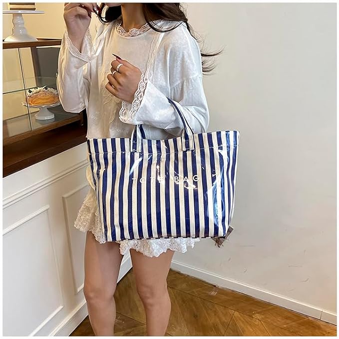 Lushandy PVC Tote Bag for Women Jelly Beach Bag Top Handle Hobo Handbag | Water-Resistant, Wipe Clean, Lightweight - Image 2
