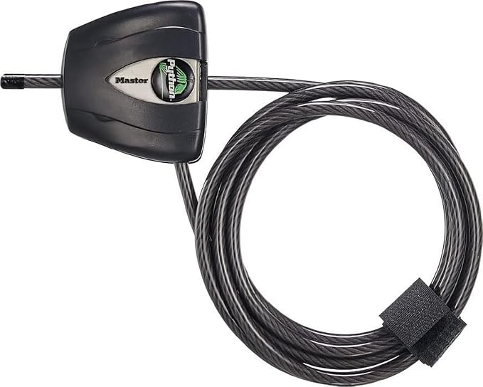Master Lock Black Python Bike Lock with Key, Adjustable Metal Cable Lock has a Weather Resistant Vinyl Coating for Outdoor Equipment, Bicycles, 6 Feet Long, 8417D by Unknown