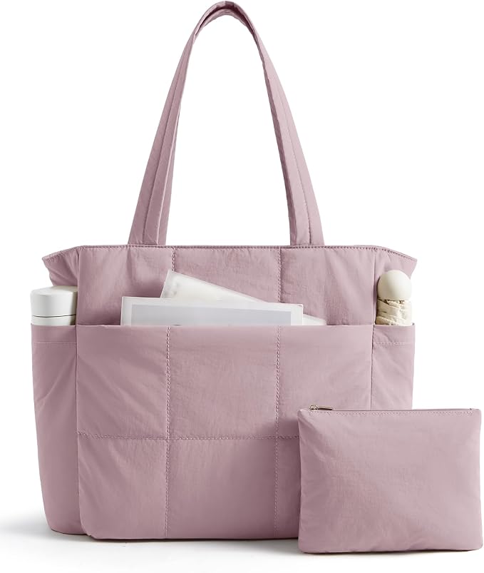 LIGHT FLIGHT Tote Bag for Women, 2-Pc Puffy Tote Bag Set with Compartments, Lightweight Large Shoulder Handbags for Travel by LIGHTFLIGHT