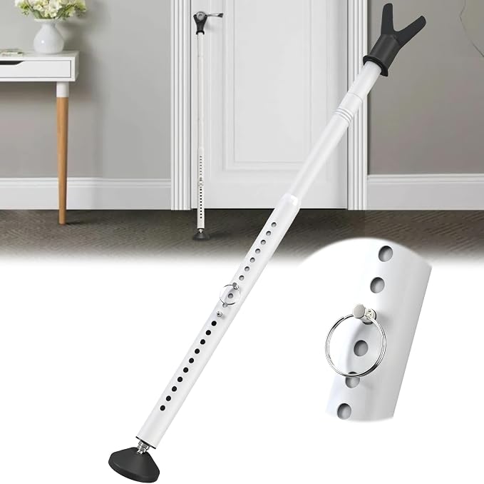 Sliding Glass Door Lock & Door Stoppers Security Bar Keep Your Home Security, Adjustable Jammer with Interchangeable Caps & Rubber Tips, Ideal for Home, Apartment and Travel Protection,White 1Pack by LcokeiyGardening