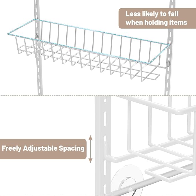 ElegantArray 10-Tier Pantry Door Organizer, White | Over The Door Pantry Organizer Rack and Storage, Hanging Spice Rack Shelves Door, Home Office Laundry Room Bathroom & Kitchen - Image 3