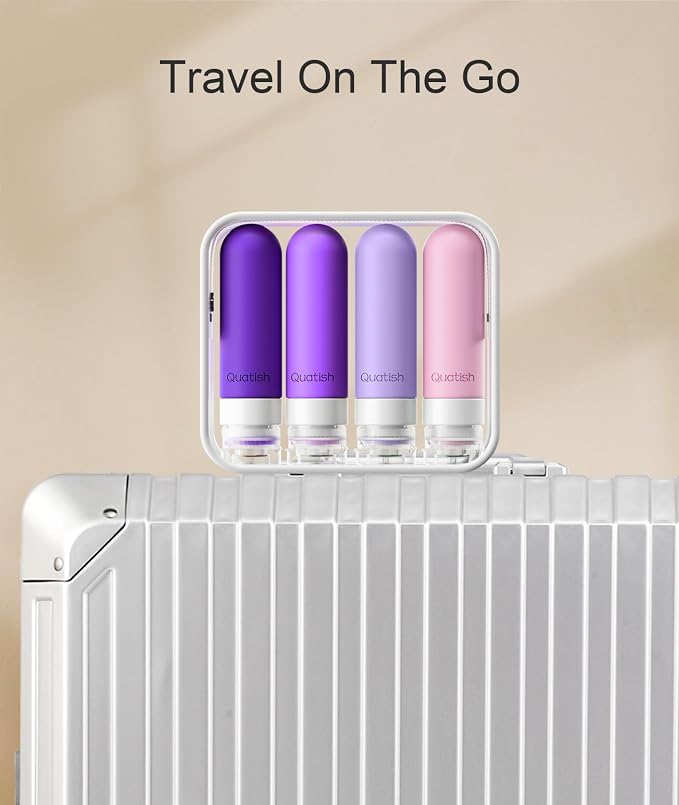 Quatish Travel Bottles for Toiletries, Original Patented Leak Proof Travel Size Containers, 3 oz Tsa Approved Silicone Shampoo and Conditioner Bottles, 4 Pack,，Purple - Image 6