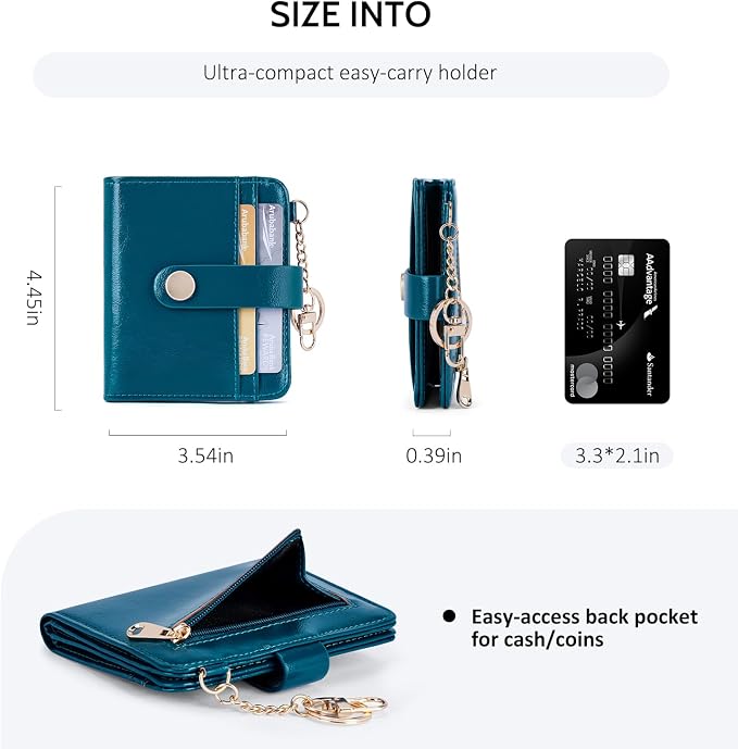 POIUGOYA Slim Wallet for Women,RFID Blocking Bifold Credit Card Holder with Zipper Coin Pocket,ID Window,Keychain - Image 4
