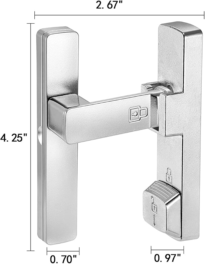 2 Packs Silvery 90 Degree Barn Door Lock,Flip Gate Latches Hardware | Zinc Alloy Door Lock,Right Angle Door Lock Latch,Sliding Door Latches,for bedroom,drawer,pet enclosures,cabinet,garage,window - Image 2