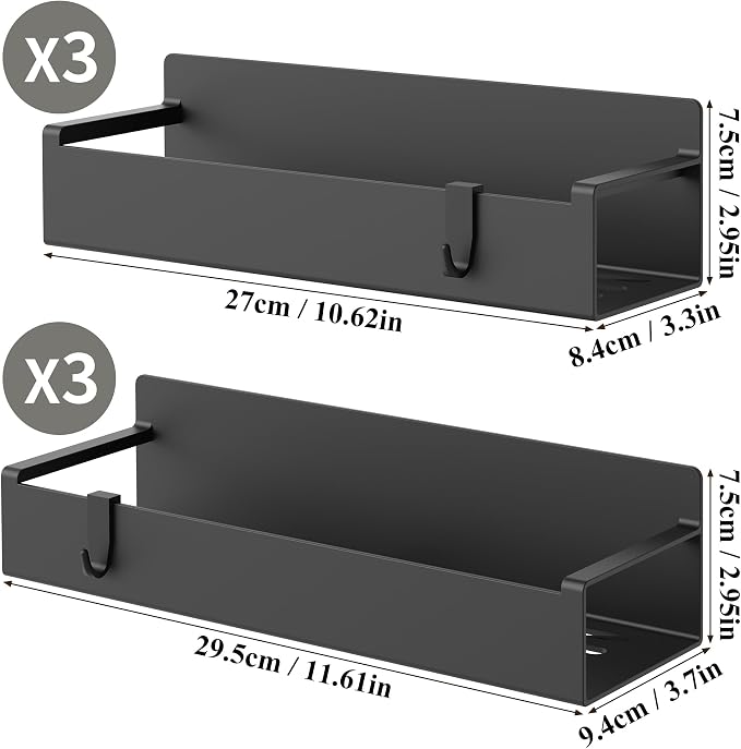 HuggieGems 6 Pack Magnetic Spice Rack Organizer for Refrigerator and Oven, Black Fridge Organizers and Storage for Kitchen - Image 8