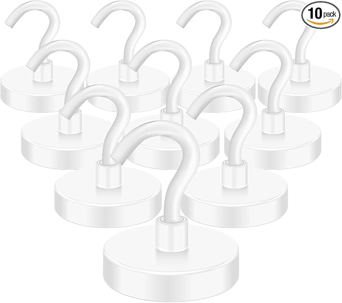 Magnetic Hooks Heavy Duty Cruise Essentials 120LBS Strong Magnets | Metal Hooks for Cruise Cabins Industrial Strength Outdoor Hanging Brackets Magnets Hook Perfect Items on Cruise Ships 10Pcs by MIKEDE
