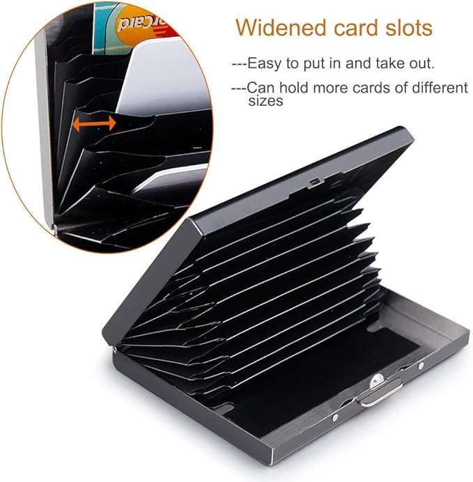 RFID Credit Card Holder Protector Metal Credit Card Wallet Business Card Holder for Men Women Gift Box Package (Black) - Image 4
