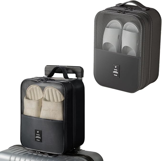 Resdenio 2 Pack Shoe Bags for Travel - Holds 3 Pair of Shoes, Portable Shoes Storage Bag Organizer, Travel Luggage Shoe Organizer for Women and Teenager (Black) by Resdenio