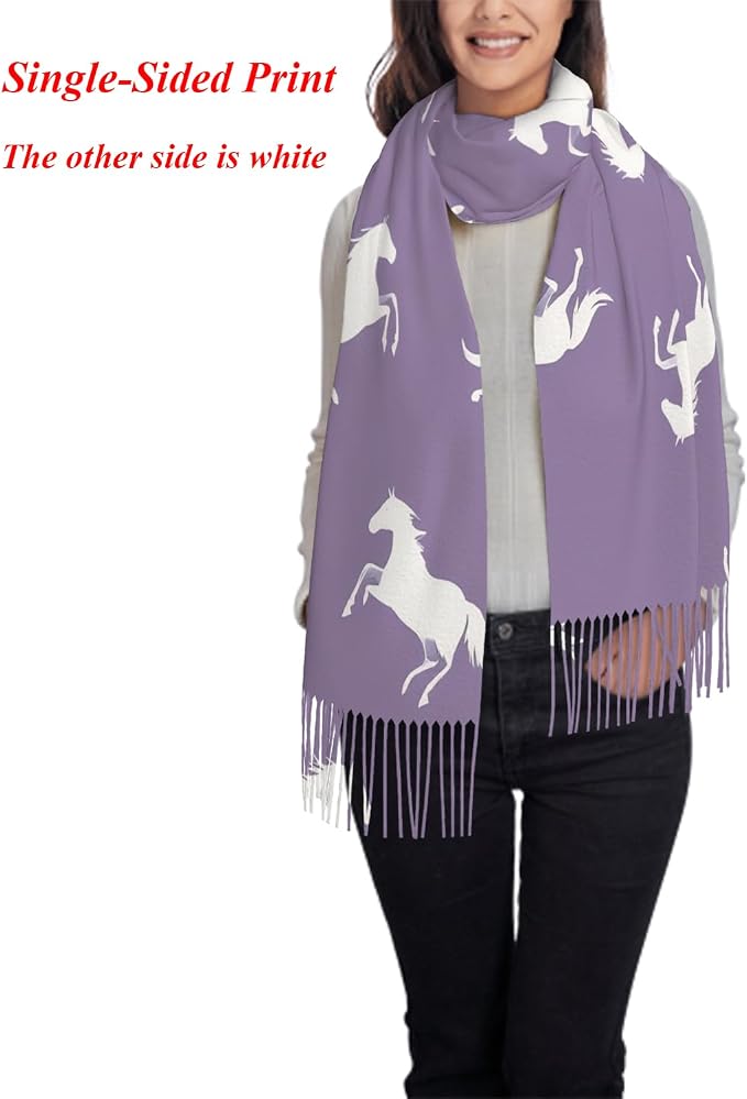 IBILIU Oversize Scarf for Women Floral Flower Purple Prune Color Scarf Tassel Scarves Fall Winter Shawl Wraps - 77.6 x 28.3in - Image 2