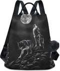 ALAZA Wolf Animal Print Moon Backpack Purse for Women Anti Theft Fashion Back Pack Shoulder Bag by ALAZA