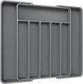 Aujen Silverware Drawer Organizer, Adjustable Utensil Cutlery Tray | Expandable Kitchen Organizer for Forks Knives, Multipurpose Kitchen Storage, Apartment Essentials, Grey, Large by AUJEN