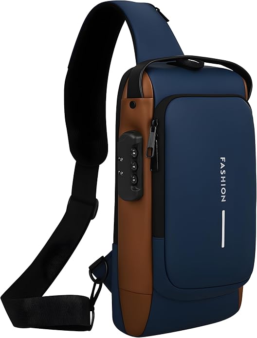 Unisex Anti-Theft Sling Bag with USB Port, Water-Resistant Crossbody Chest Backpack for Travel & Work by TSWITHTECHSUN