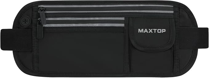 Slim Running Belt Fanny Packs for Women Men, Reflective Waist Pack Phone Holder for Walking Fitness Workout Exercise,Water Resistant Running Travel Belt Bag Jogging Pouch, Gym Accessories for Runner by MAXTOP