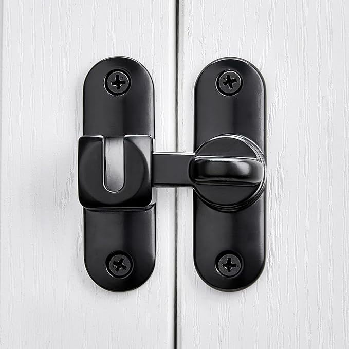 Black 90/180 Degree Sliding Door Latches,Zinc Alloy Flip Latch | Barn Door Latch,Cabinet Lock,Right Angle Door Lock,for bedroom,cabinet,drawer,Gardens,Wine Cabinet,garage,window,Pet Cage - Image 3