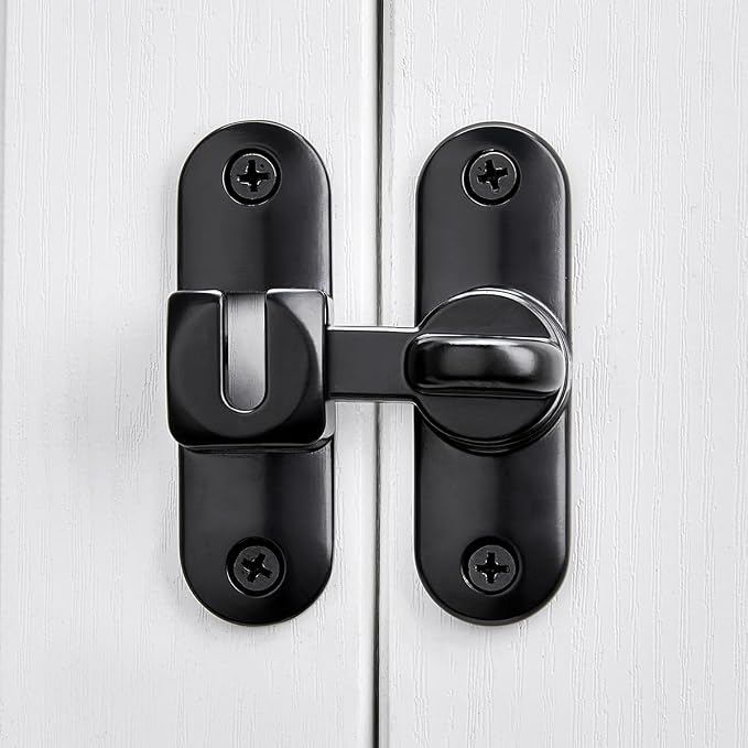 3 Pcs Black 90/180 Degree Sliding Door Latches,Zinc Alloy Flip Latch | Barn Door Latch,Cabinet Lock,Right Angle Door Lock,for bedroom,cabinet,drawer,Gardens,Wine Cabinet,garage,window,Pet Cage - Image 5