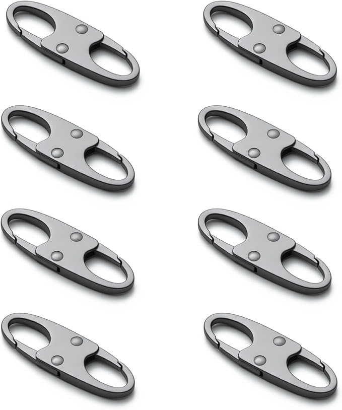zelin Zipper Clips Anti thefts, Carabiner, Travel Essentials 8Pcs Grey | Premium Zinc Alloy Zipper Locks, Theft Deterrent for Luggage and Travel Backpack, Airplane Flight Essentials Safety by zelin