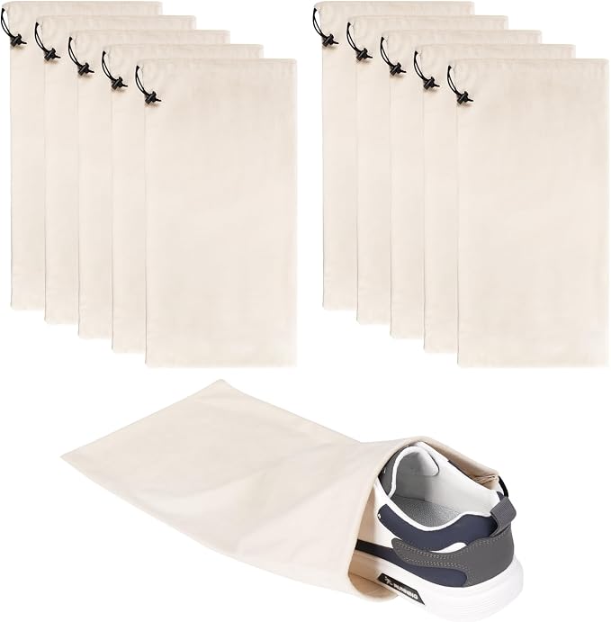 10 Pcs Single Shoe Bags for Travel, Dustproof Drawstring Travel Shoe Bag | 18"X9"shoe travel bag for Packing, Shoe Bag storage Sneaker Travel Bags, Washable Reusable dust bags for Handbags Shoes Toys by CARPDIM