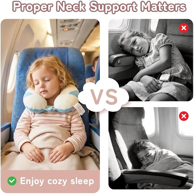 Kids Travel Neck Pillow for Ages 3-8, Memory Foam, Removable Cover, Penguin | Machine washable, 13 in neck size, hidden zipper, 360-degree head and chin support, car seat and airplane use - Image 4