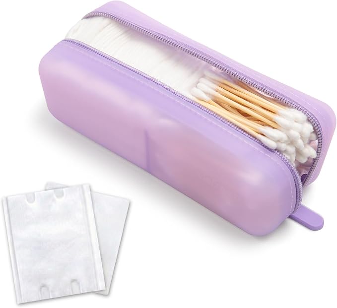 Cotton Pad Swab Travel Case, 2-in-1 Waterproof Organizer, VISFRESH (Purple) by VisFresh