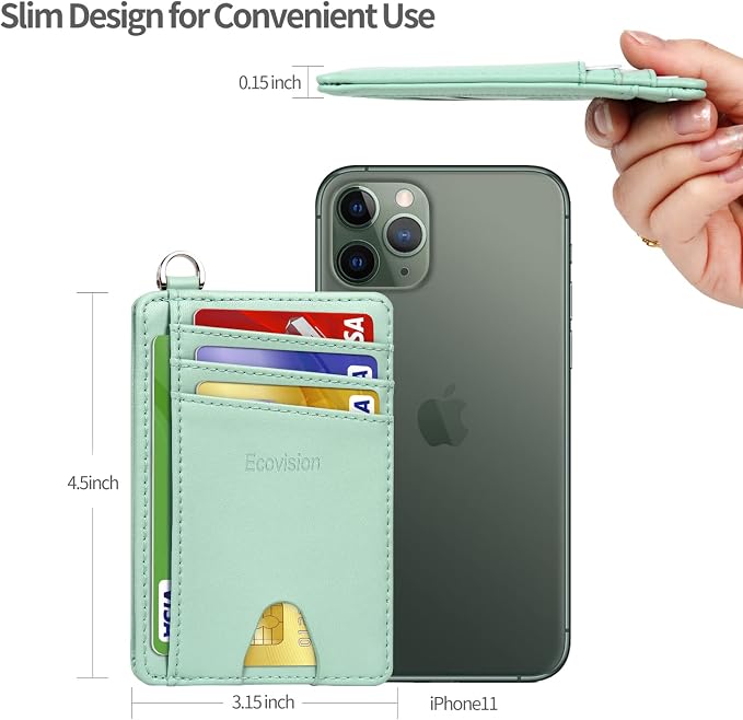 Slim Minimalist Front Pocket Wallet, RFID Blocking Credit Card Holder Wallet with Detachable D-Shackle for Men Women - Image 7