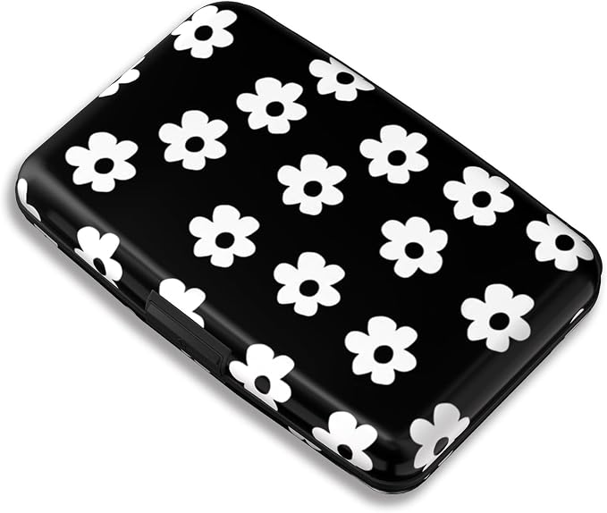 Maicican RFID Blocking Aluminum Credit Card Holder | Slim Metal Wallet for Women & Men, Business Card Case for Travel, Fits Front Pocket, Card holder wallet - White flowers by Maicican