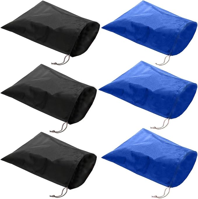 6 Pack Waterproof Nylon Shoe Bags Travel Bags for Men Women (Black+Blue, 15.1"(L) x12.2"(W)) by FASYACO