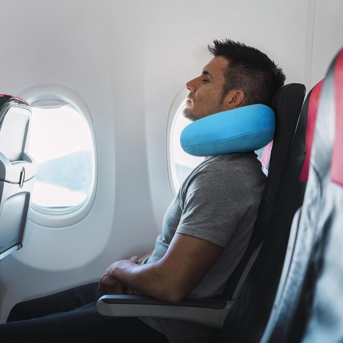Neck Pillow for Travel Comfortable Travel Pillows U Shape Memory Foam Airplane Pillow Support Neck and Head Portable Neck Pillows Suitable for Airplane, Trains, Self-Driving Cars, Lake Blue Color - Image 7