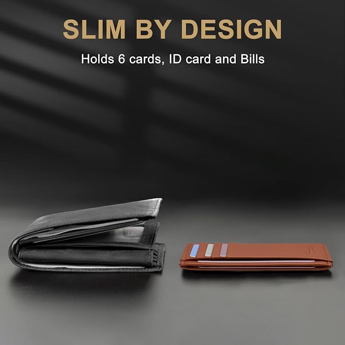 Travelambo Slim Wallet Front Pocket Minimalist Leather RFID Blocking Medium Size - Image 9