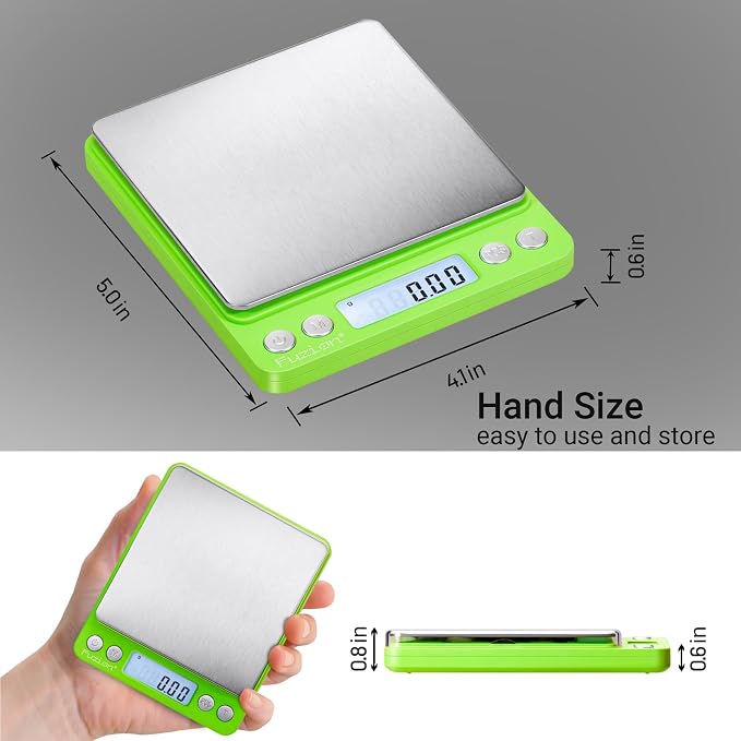 Fuzion Digital Scale .01 Gram Accuracy, 500g Small Kitchen Food Scales | 2 Trays Included for Jewelry, Gold, Herb, Powder, Spice, Coffee, Coin - Weight Gram and Oz - Image 3