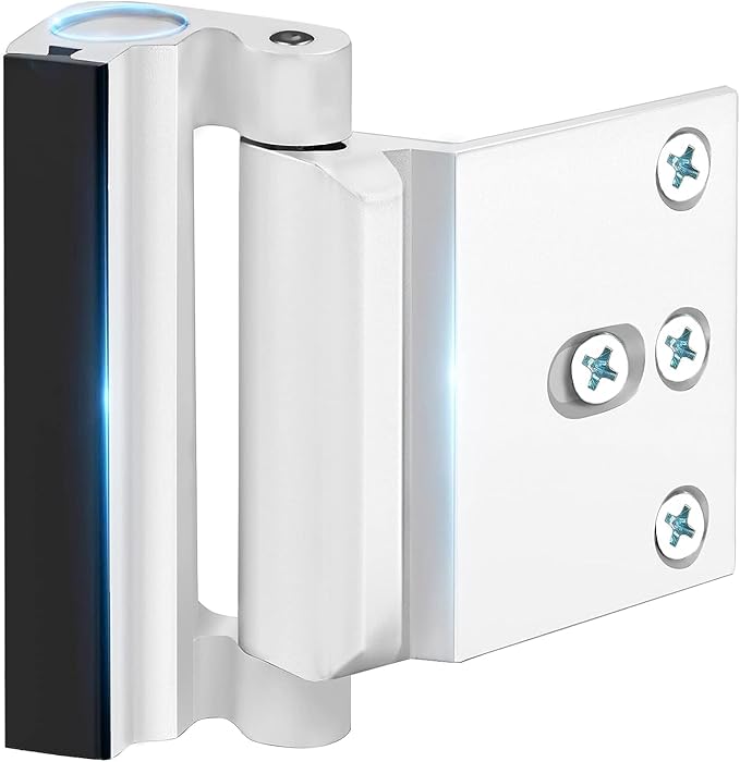 Home Security Door Reinforcement Lock Front Door Lock for Kids Safety Latch | Child Proof Door Locks for Inward Swinging Doors from Inside Withstands 800 lbs Extra Top Deadbolt Latch Guard Bedroom, White by WINONLY
