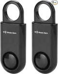 2 Pack Personal Safety Alarm Replaceable Battery | Ultra-Lightweight 0.7 oz Keychain Siren for Women, Student, Children, Night Runner. SOS Emergency 130db Loud Hiking Alert Bulky-Free. Black by MosaicAlarm