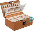 Jewelry Safe, Biometric Fingerprint Safe, Leather Wrapped Jewelry Box with Lock & Mirror, Ultra-Lightweight Jewelry Box Suitable for Home Use & On-the-Go(Three-Tier Brown) by SecureYourWorld