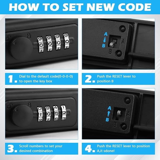 Portable Travel Safe Lock Box with 4 Digit Combination, Anti-Theft Travel Safe with Steel Cable, Waterproof Security Case for Beach, Travel, Hotel, Dorm - Image 4