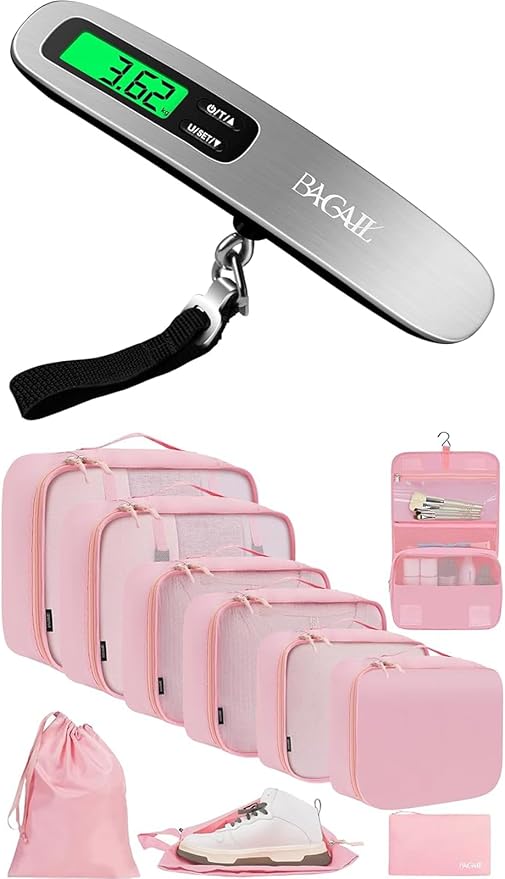 BAGAIL 10 Set Packing Cubes and Digital Luggage Scale by BAGAIL
