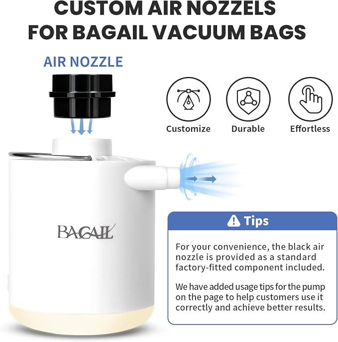 BAGAIL TPU Vacuum Bag for Travel, Reusable Compression Bag with IPX8 Waterproof Zipper, Save Space for Suitcase, Backpack and Carry on (Cream, Large, With Pump) - Image 3