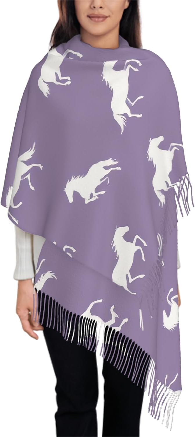 IBILIU Oversize Scarf for Women Floral Flower Purple Prune Color Scarf Tassel Scarves Fall Winter Shawl Wraps - 77.6 x 28.3in by IBILIU