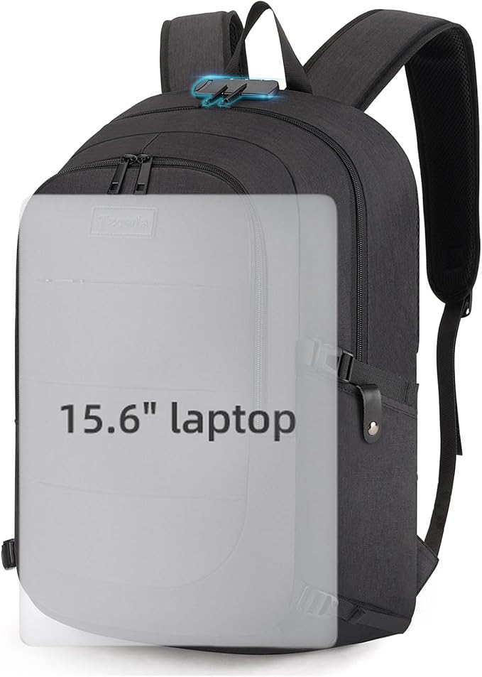 Tzowla Travel Laptop Backpack Water Resistant Anti-Theft Bag with Lock | 15.6 Inch Computer Business Backpacks with Giant Tumbler Holder Pocket for Women Men Work College Gift,Casual Daypac,Black - Image 8