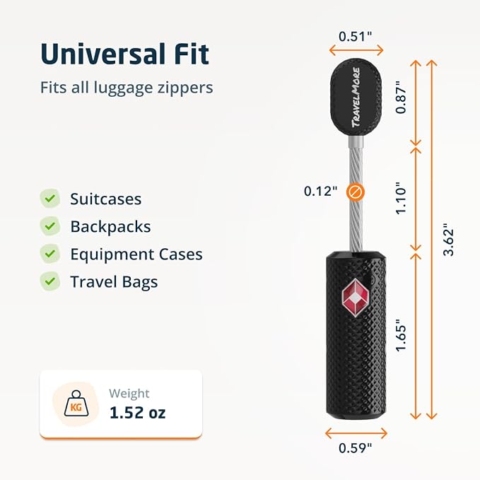 TSA Approved Locks for Luggage with Keys, Secure Travel Locks | Durable, Flexible Cable, Zinc Alloy Body, Easy to Use, Compact, for Suitcases, Backpacks, Cases, Zippers, 4-Pack, Black - Image 2